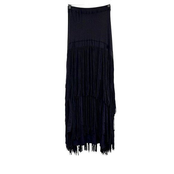 Free People Beach Fringe Tiered Maxi Skirt Black Western FP Small Long - Picture 8 of 12